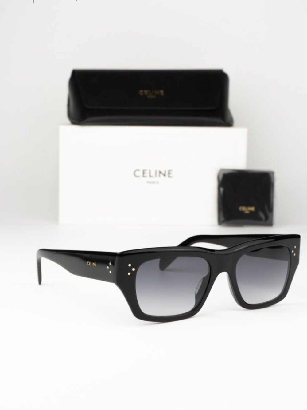 Celine Women Sunglasses Black Grey Gradient Cat Eye CL40297U 01B NEW AUTHENTIC